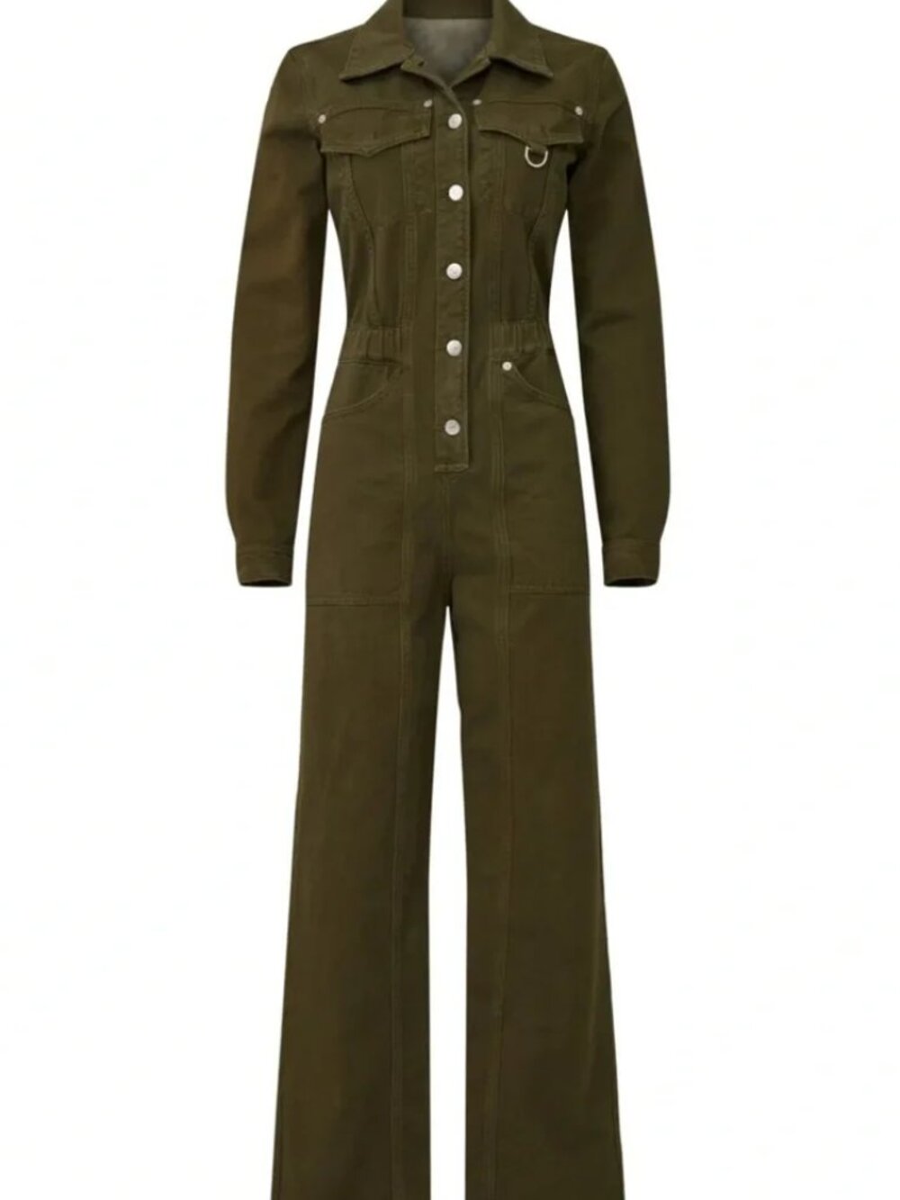 THE KOOPLES Utility jumpsuit Olive Khaki Denim Cute Military Coveralls Pants M 6 - Picture 6 of 14